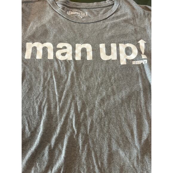 2012 Aeropostale ESPN Women's Man Up! T-shirt Gray and White XL/TG 2 small flaws - Picture 2 of 6